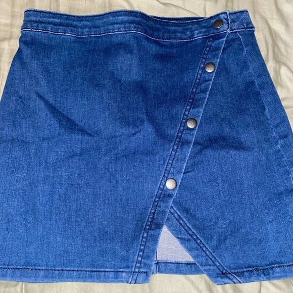 Free People We The Free Notch Denim Wrap Skirt With Snap Buttons Bohemian Boho - Picture 10 of 10